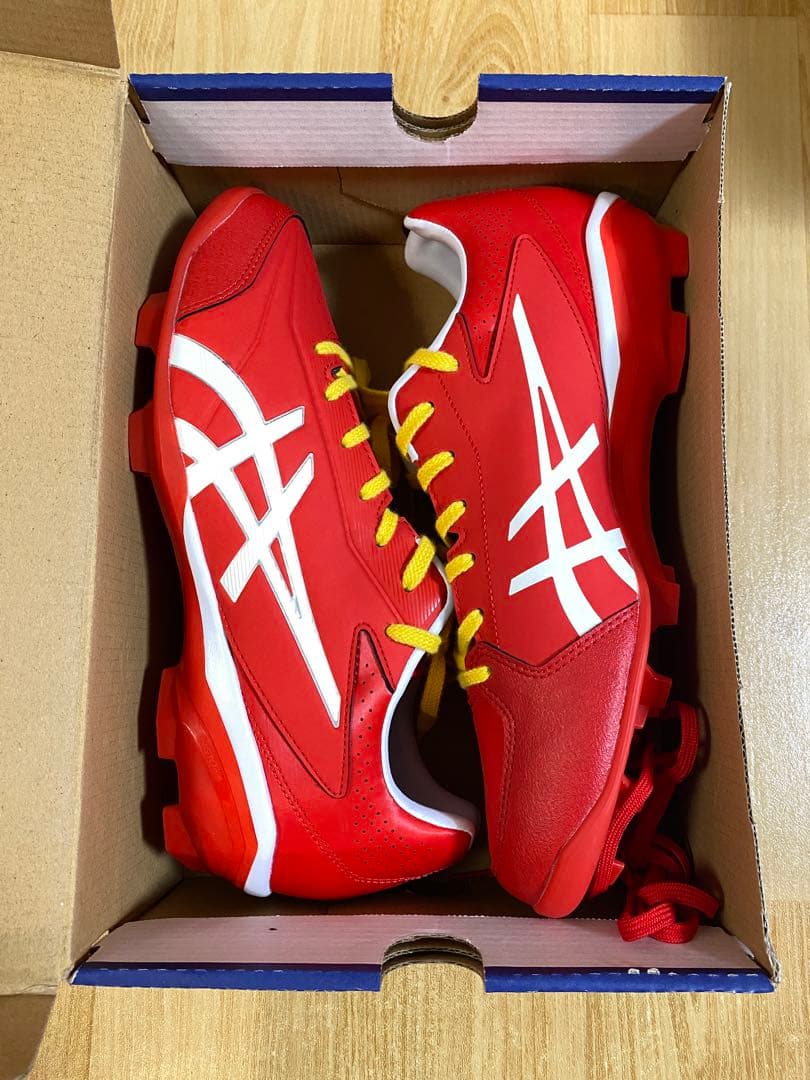 【未使用】 アシックス 野球 スパイク 赤 28㎝