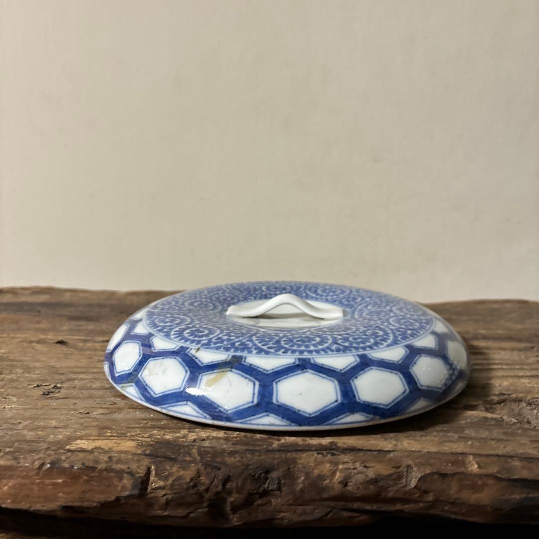 古伊万里たこ唐草蓋物　アンティーク 古道具　骨董　蕎麦猪口　検:李朝.白洲正子