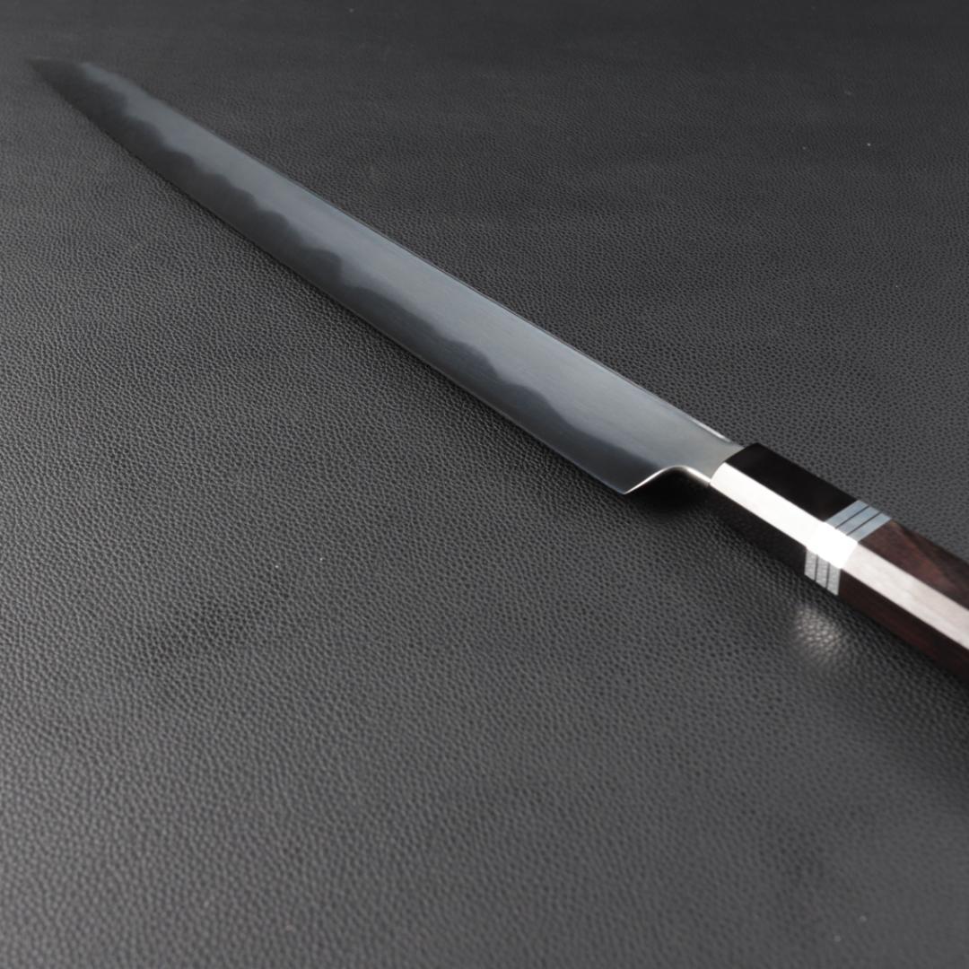 尺三 水本焼 MKH1高炭素鋼 互の目 切付柳刃包丁 究極の切れ味 黒檀八角柄