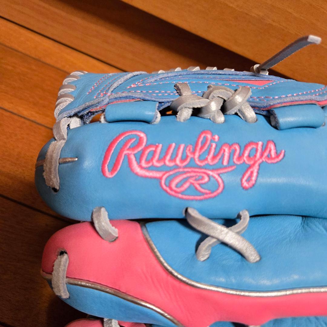 品薄商品！Rawlings 軟式グローブ サックス/ピンク右投げ用