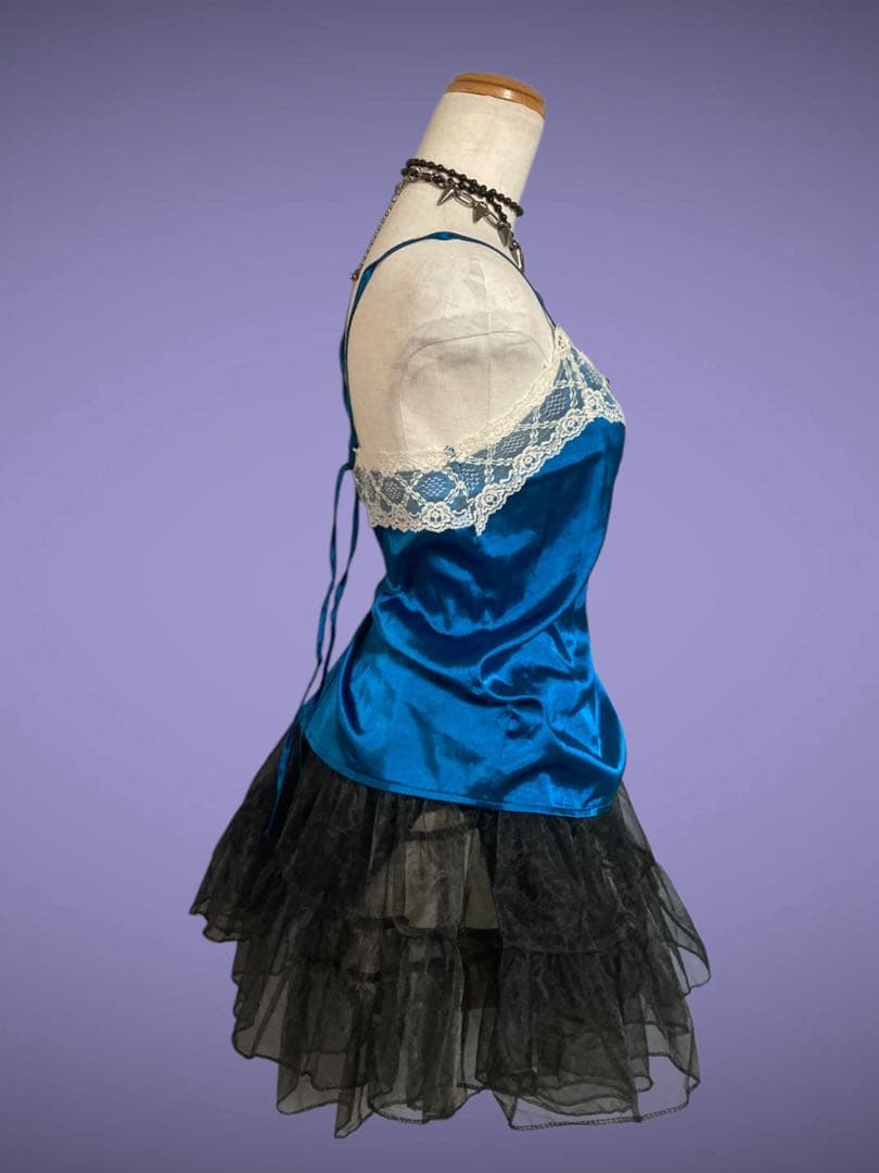 y2kサテン姫ギャルレースリボンゴシックキャミフェアリーグランジ古着屋ロック古着