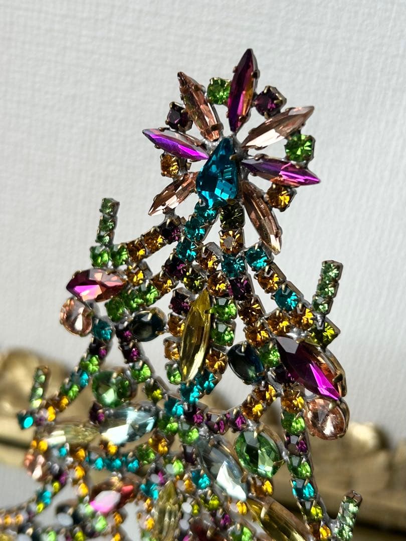 チェコガラス/ガラスツリー/カラフル/卓上ツリー/クリスマス/ラインストーン