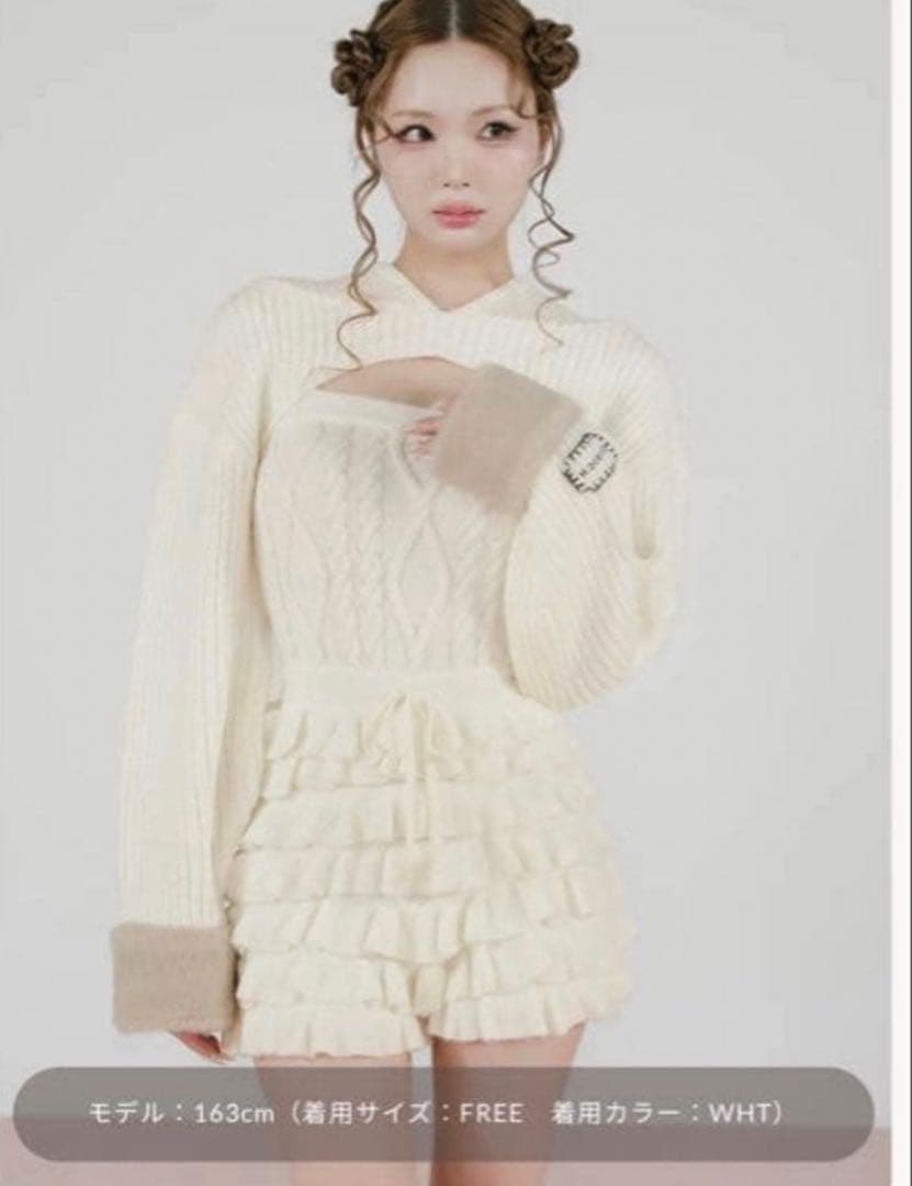 値下げ不可！ Darich フリルニットコンビネゾン WHT F