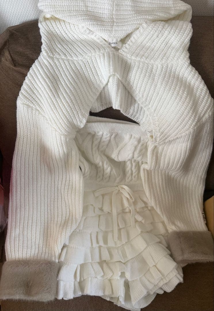 値下げ不可！ Darich フリルニットコンビネゾン WHT F