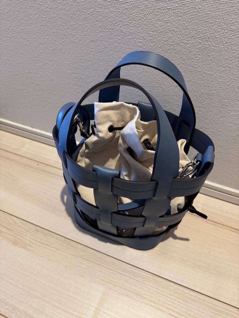 レザーかごバッグ（ショルダー付き）