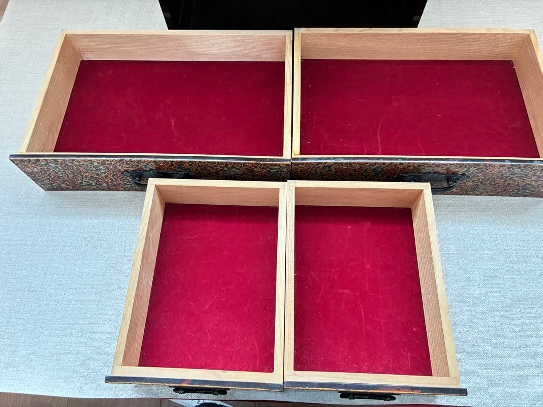 津軽塗 三段小引き出し 古道具 漆塗り 和モダン収納