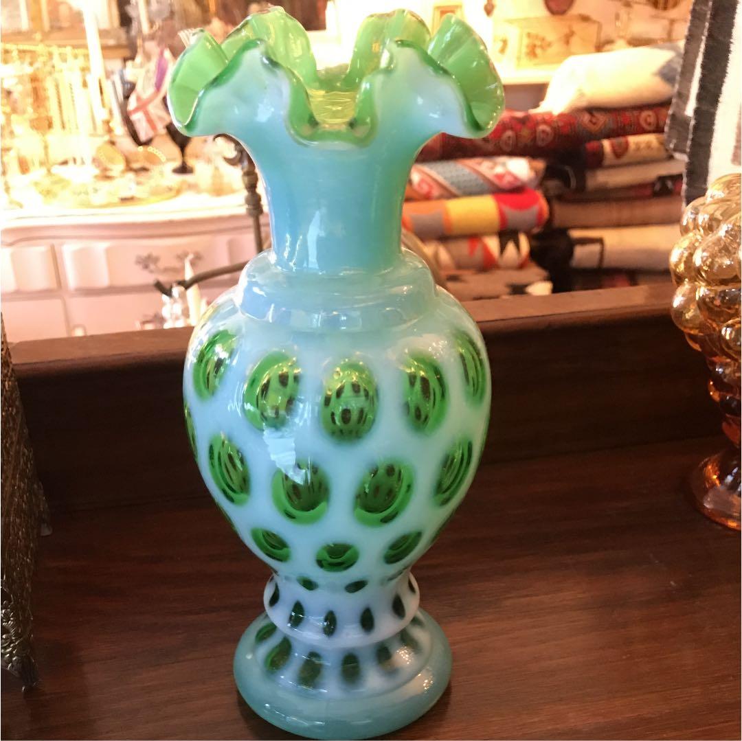 Antiqueフェントン40's～50's緑Fentonドットアンティーク