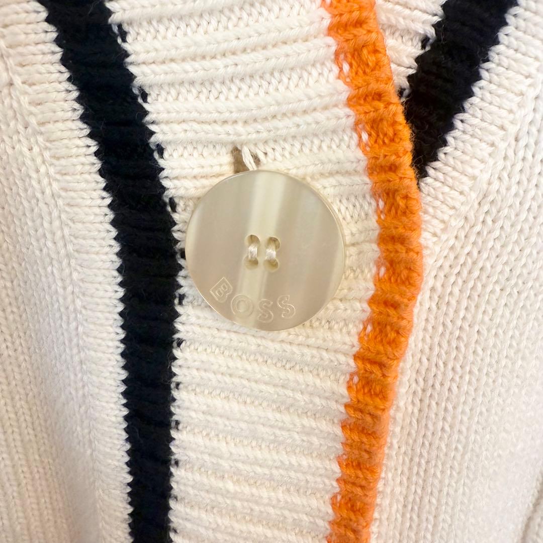 HUGOBOSSリアロゴ＆ライン オーガニックコットン カーディガン テニス刺繍