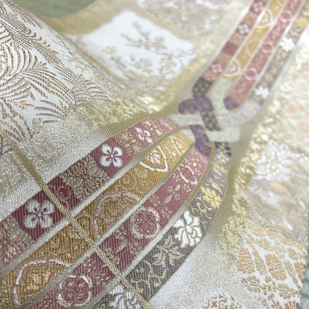 正絹　袋帯　【吉祥菱束ね】