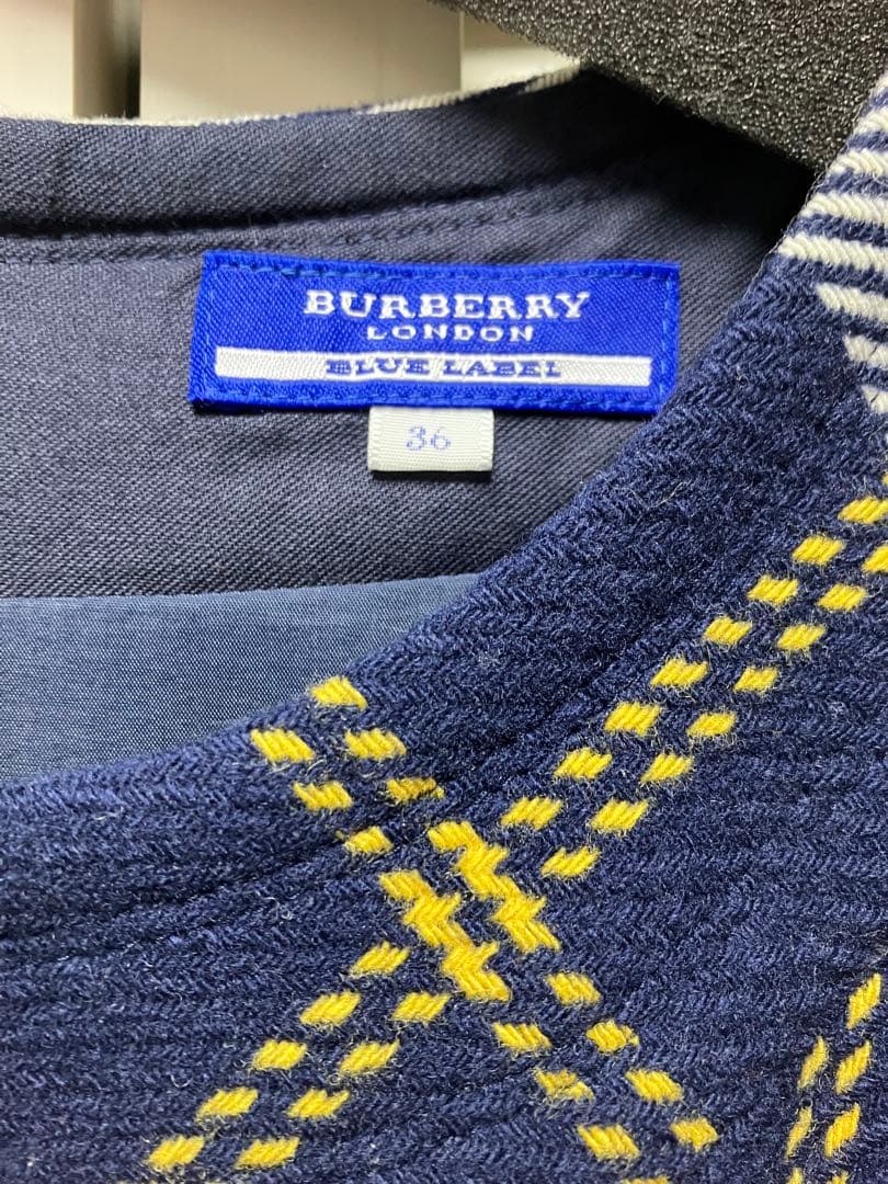 バーバリーブルーレーベル　ウールチェックミニワンピース