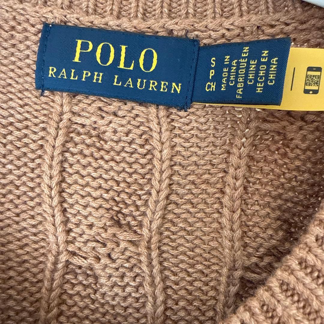 ラルフローレン　キャメル　コットンアランガーディガン　160