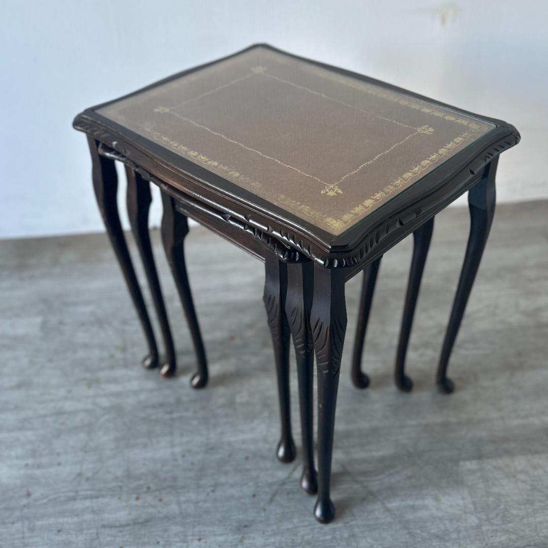 イギリス アンティーク家具 ガラストップ ネストテーブル 1960年頃 951A