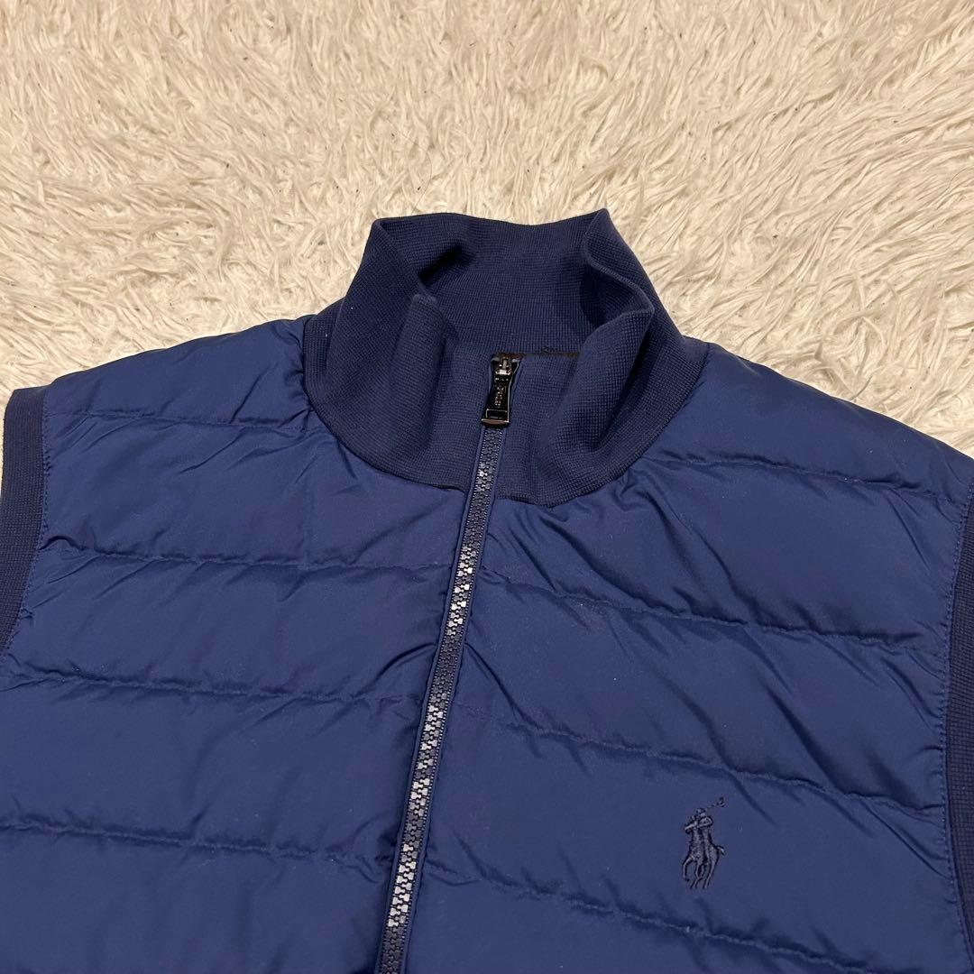 美品　ポロラルフローレン　ダウンベスト　切替　ポニー刺繍　紺　ゴルフウェア