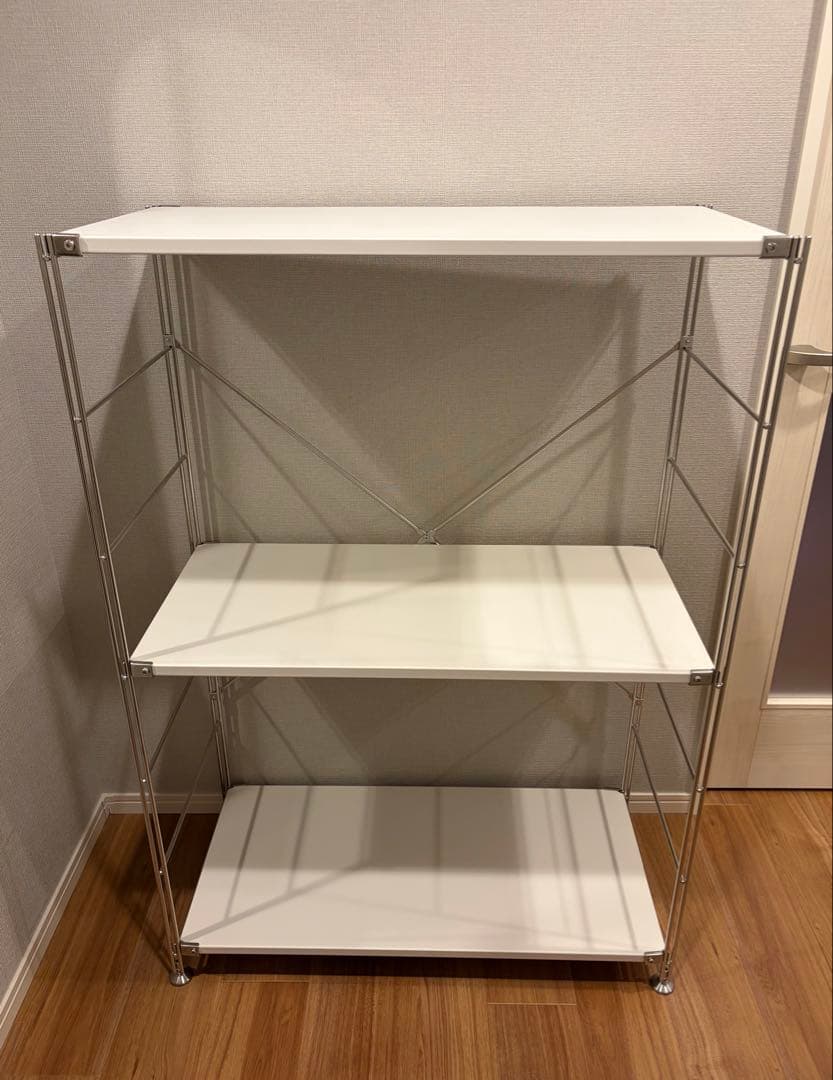 無印良品 ステンレス ユニットシェルフ （マットホワイト） ワイド 中 3段