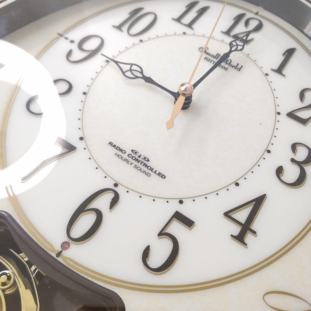 美品　リズム時計 掛け時計 電波 からくり 12曲収録 4MN508RH