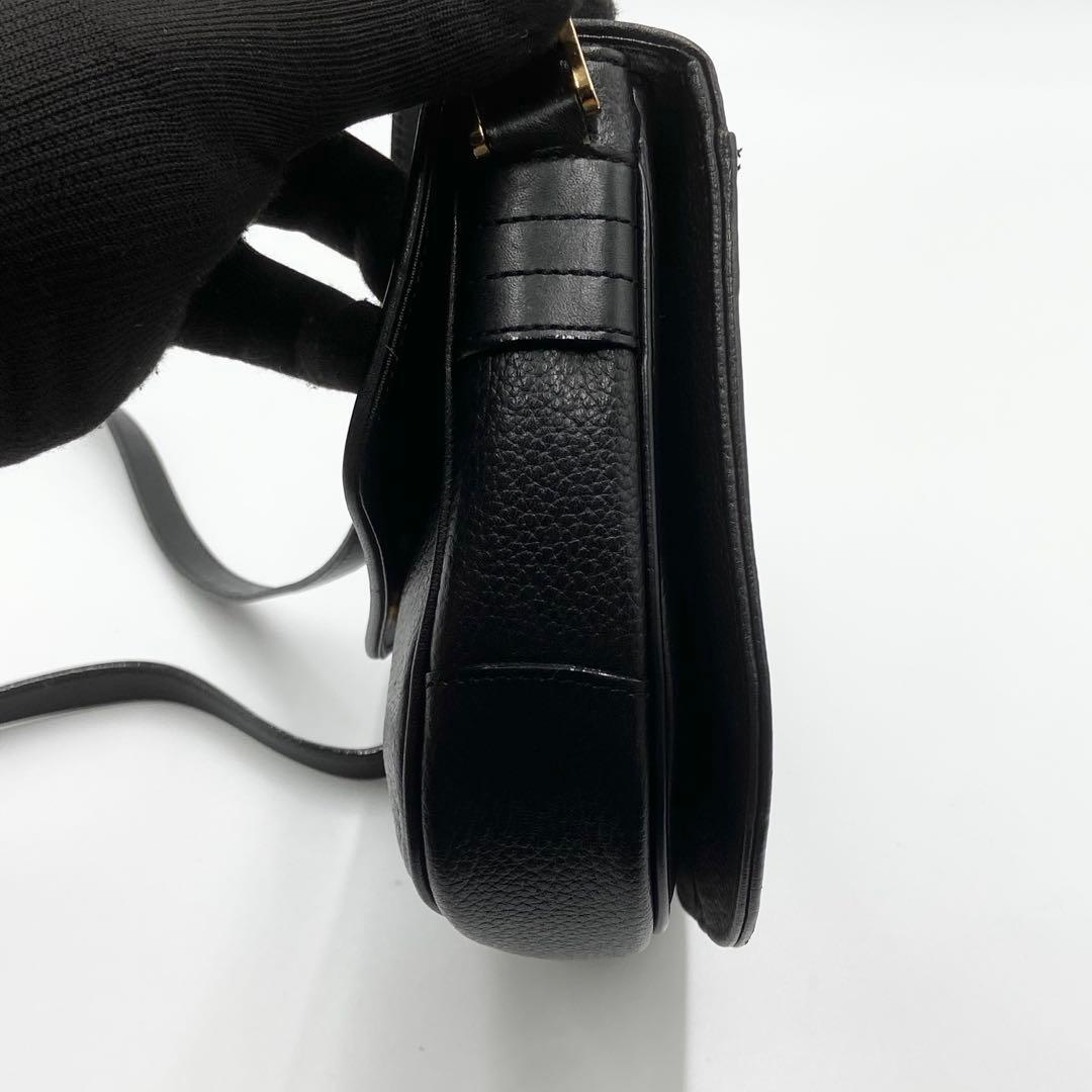 バーバリー　ショルダーバッグ　ホースロゴ　ノバチェック　シボ　レザー　ブラック