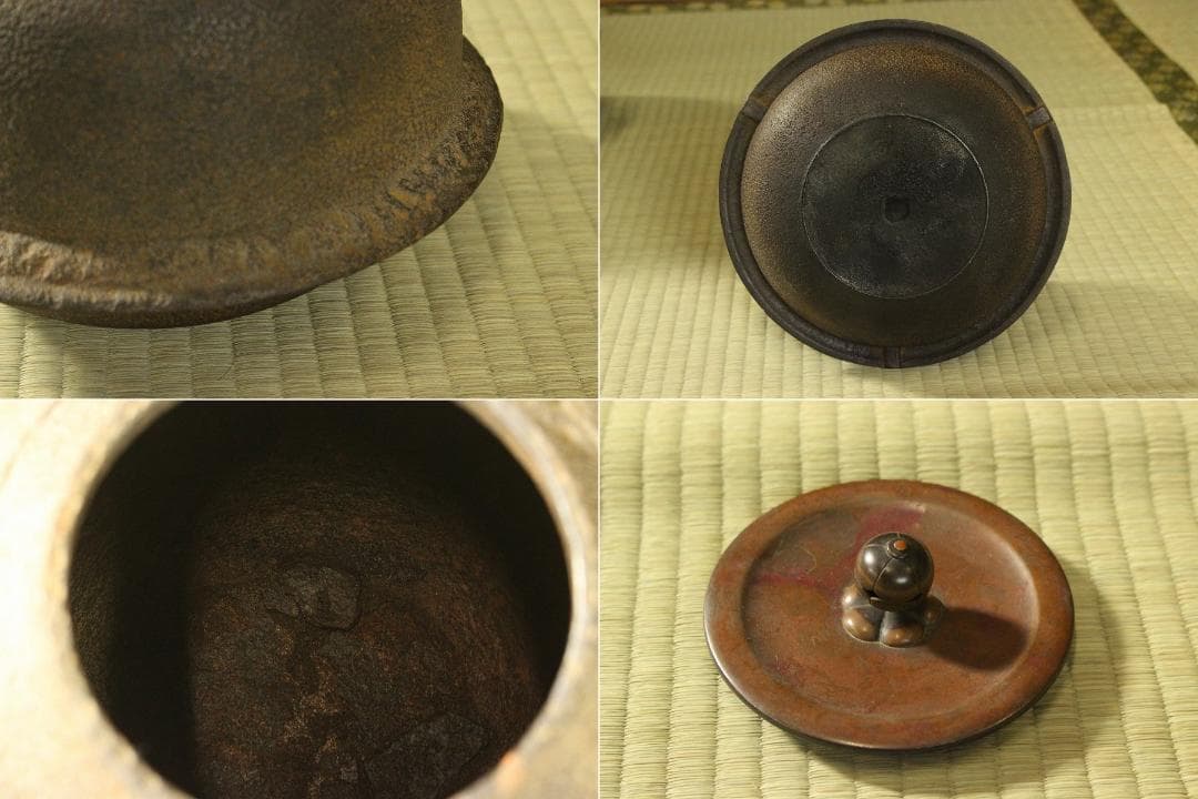 茶道具 鬼面風爐釜 釜師 高木治良兵衛作 木箱付(A485)