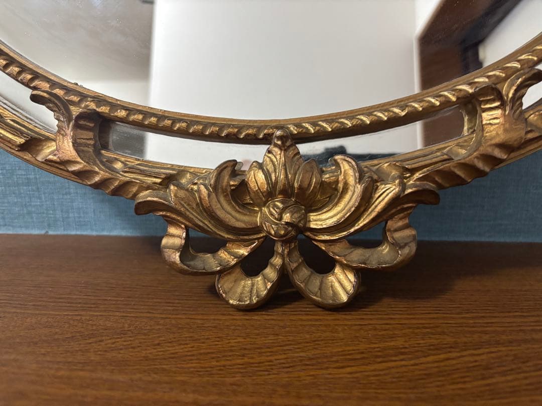 金運を呼ぶ⭐︎クラシック金色楕円形ミラー