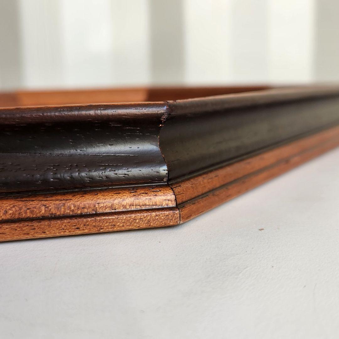 イタリア製　ヴィンテージ　ウォールナット　8角形　ウォールミラー 壁掛け鏡