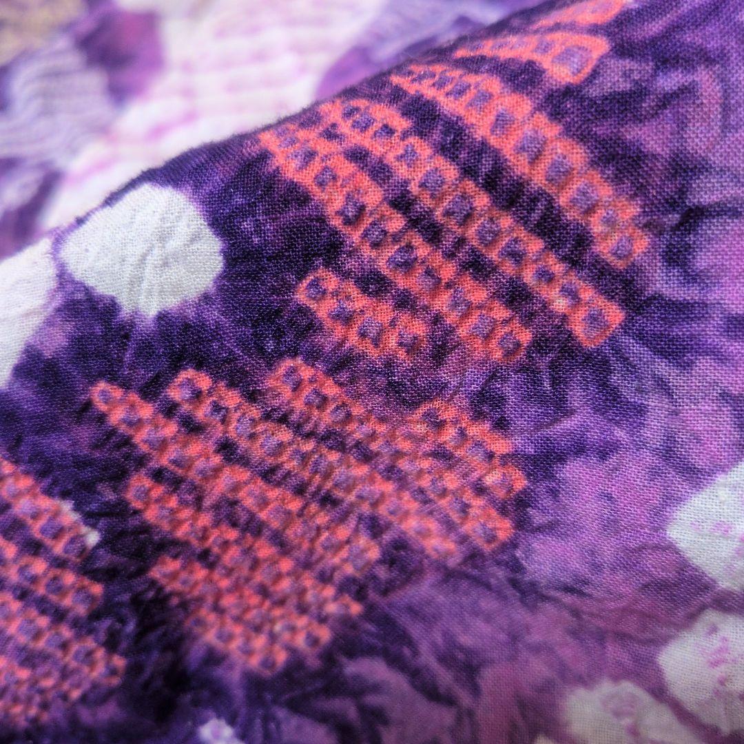 レアカラー　パープル系　有松鳴海絞り　浴衣　一着分のほどき