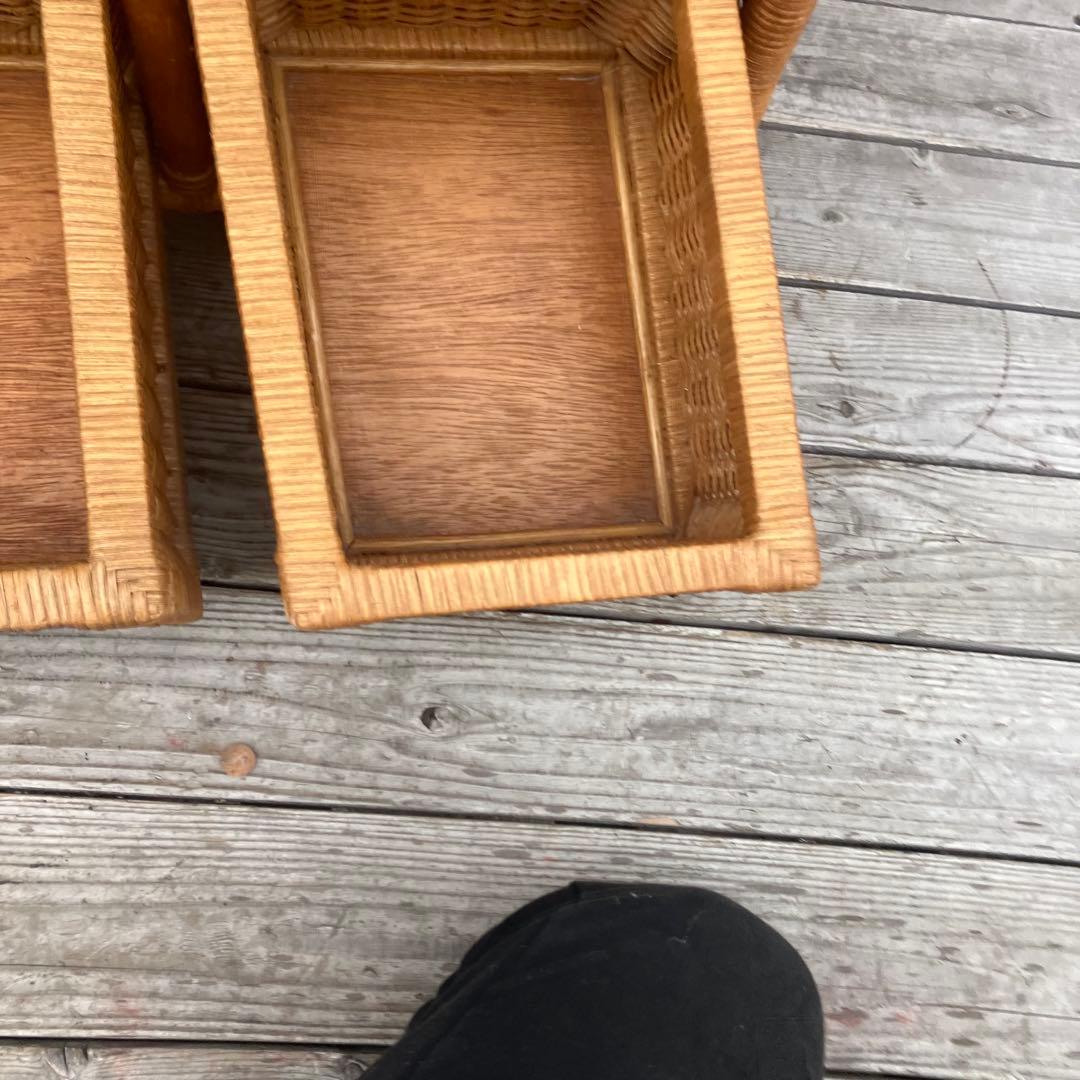 昭和レトロ アーチ型 ラタンハンガーラック 籐家具 花柄カバー付き 古家具