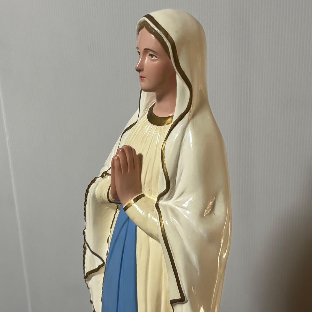 【未使用】マリア像　高さ５2cm 彫刻　ルルドの聖母像　置物　キリスト教