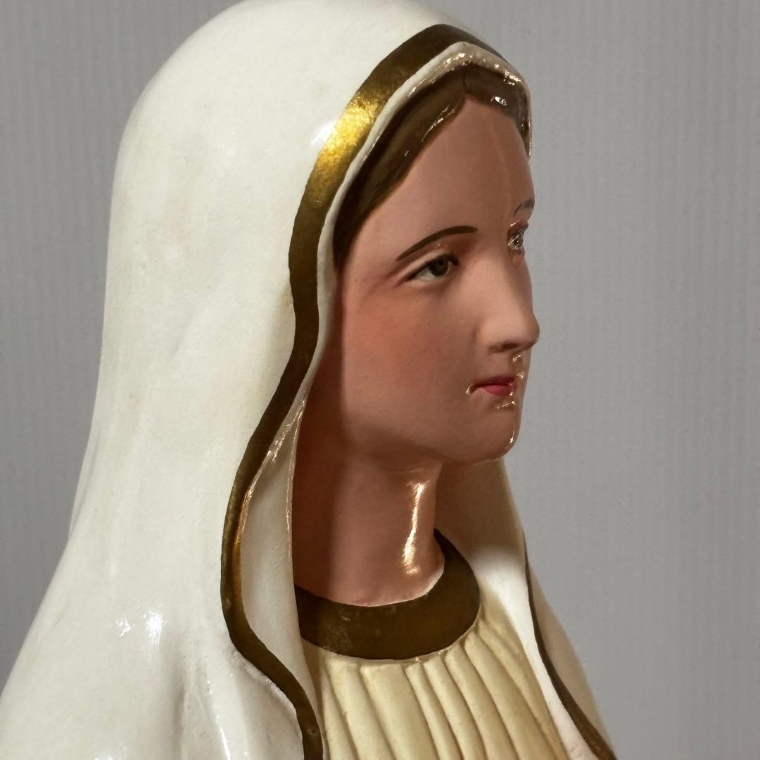 【未使用】マリア像　高さ５2cm 彫刻　ルルドの聖母像　置物　キリスト教