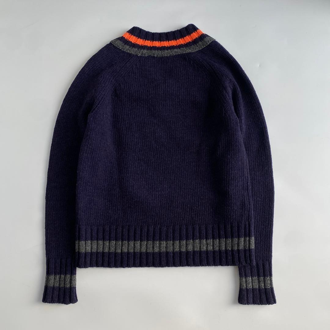 kolor BEACON ネイビー パープル Vネックニット ウール100%