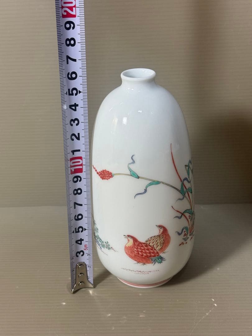 2636 柿右衛門  錦 粟鶉文 一輪挿し　花瓶　未使用