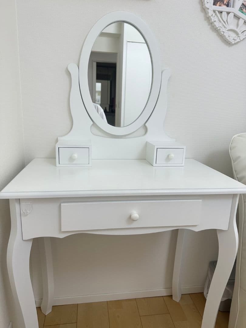 ホワイト 木製 ドレッサー 鏡台