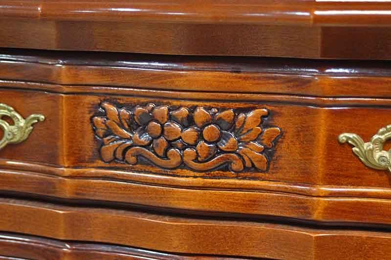 イタリア チェスト 5段 ネコ脚 彫刻 クラシック アンティーク 240