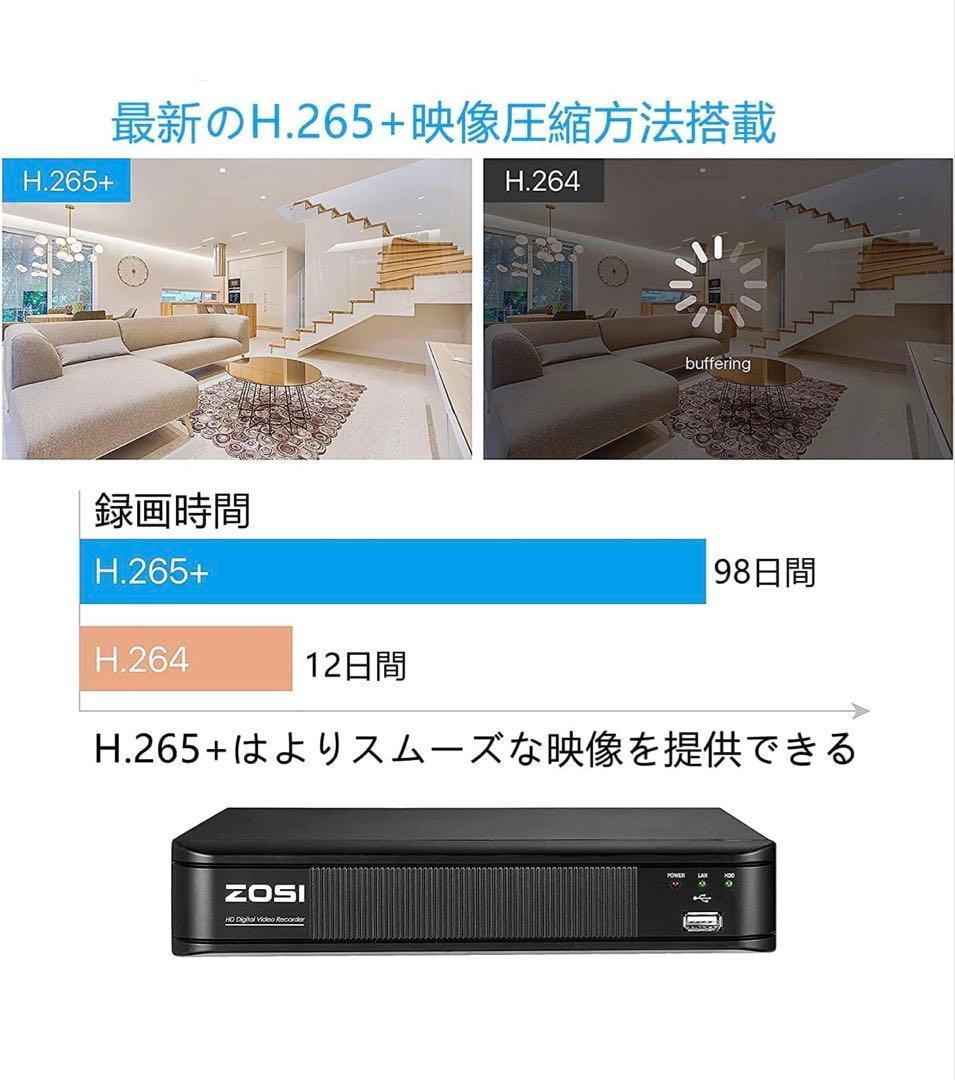 ZOSI 1080P 防犯レコーダー8ch 1TB ahdレコーダー