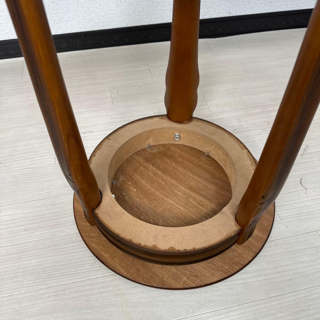 イタリア製 象嵌細工 サイドテーブル ラウンド型 アンティーク調 猫脚 i4※