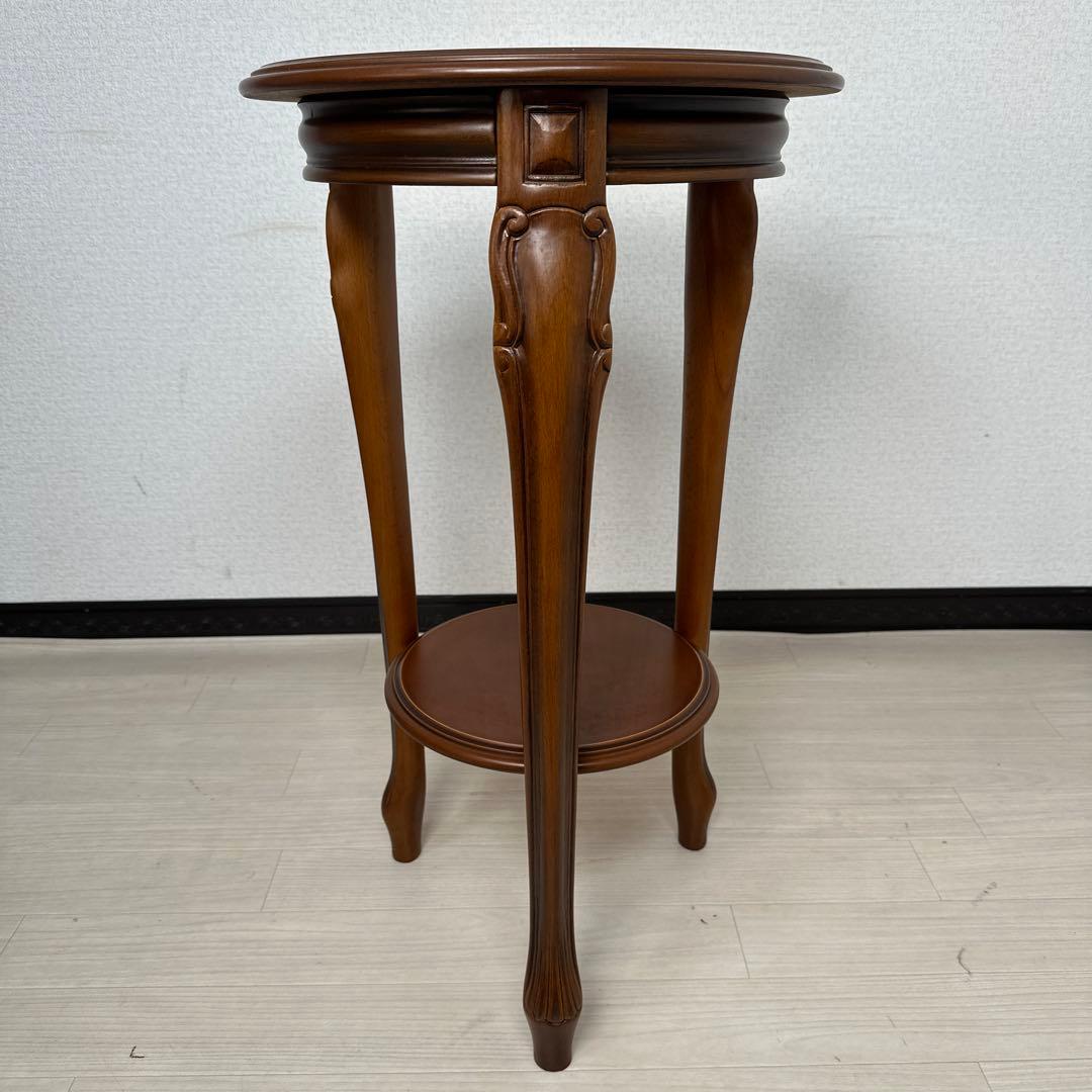 イタリア製 象嵌細工 サイドテーブル ラウンド型 アンティーク調 猫脚 i4※