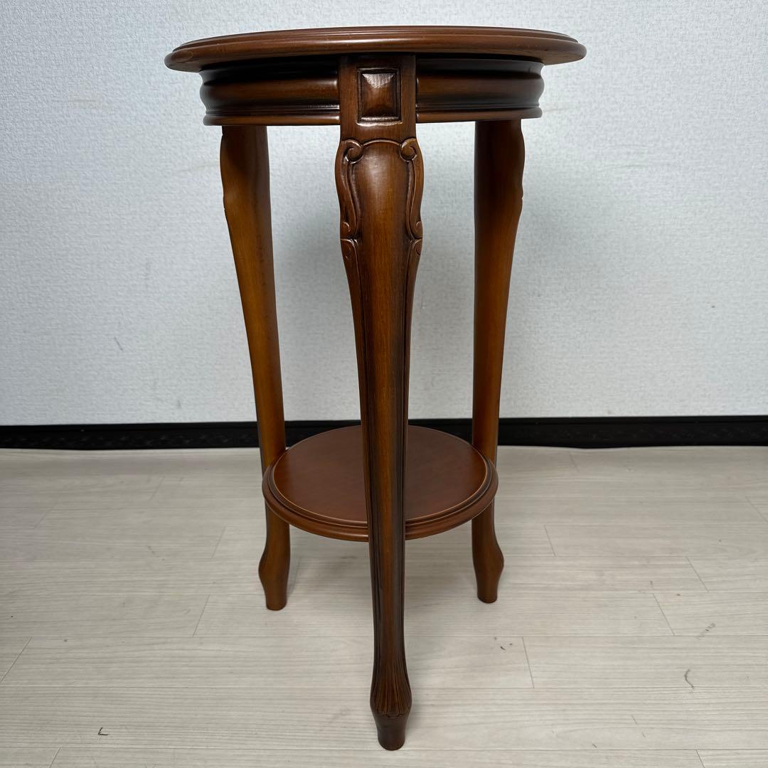 イタリア製 象嵌細工 サイドテーブル ラウンド型 アンティーク調 猫脚 i4※