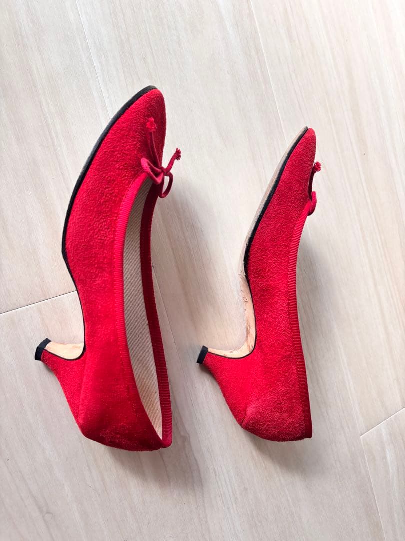 Repetto パンプス　ジゼル　赤 リボン付き　スエード　美品