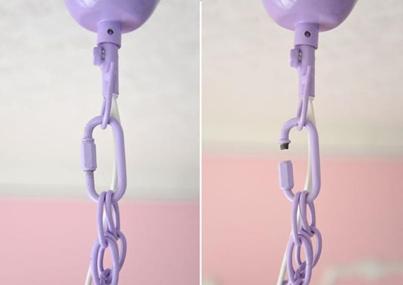 【LED付・簡単取付】8灯パステルパープルシャンデリア