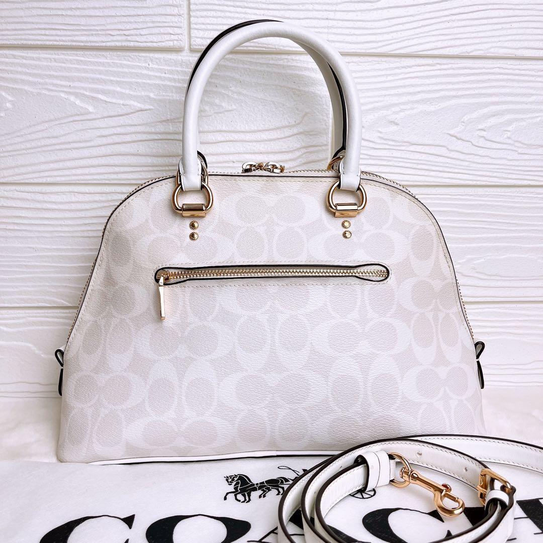 美品☆COACHコーチ 2wayショルダーバッグ ホワイト レザーゴールド金具.