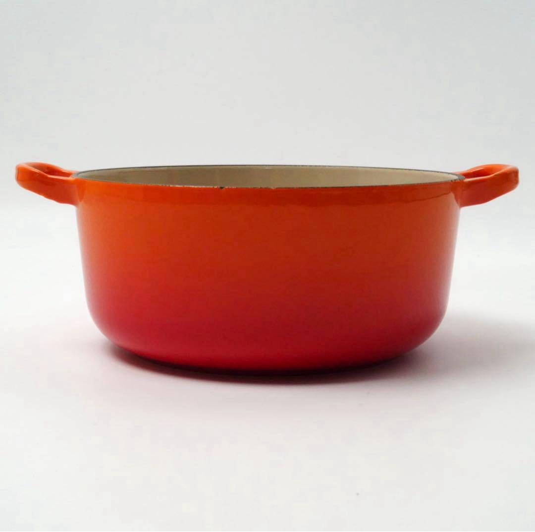 【美品】LE CREUSET　ココット ロンド オレンジ　20cm