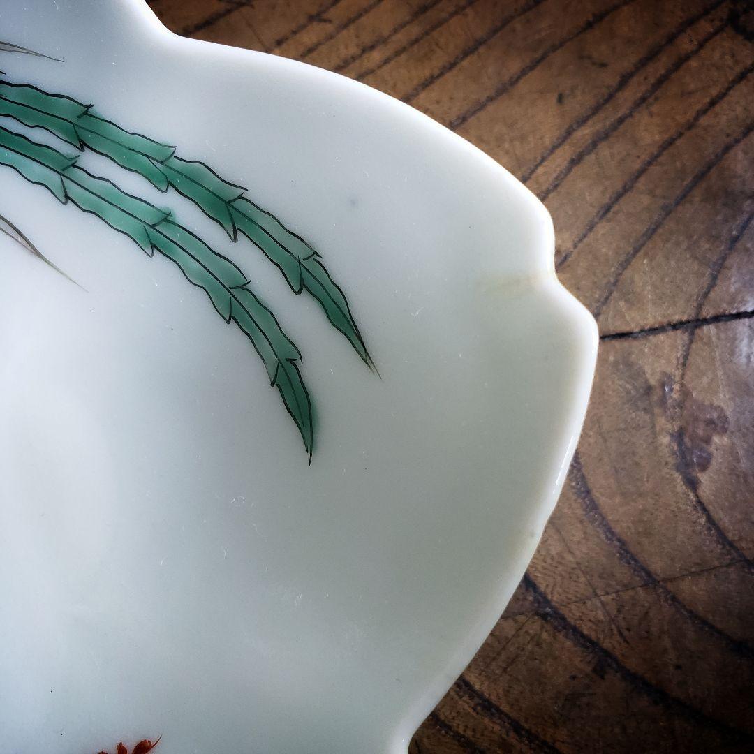 花形皿　変形皿　鳳凰　桐文様　古伊万里　柿右衛門様式　梅花　桜　窯印　明治　ロ号