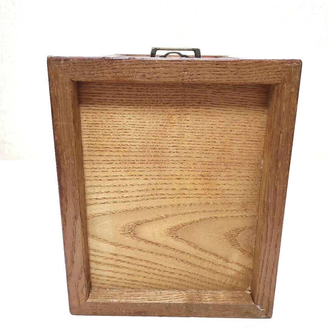 【高級木工】江戸指物 箱鏡台 キハダ材 桑材 網代編み模様 昭和レトロ