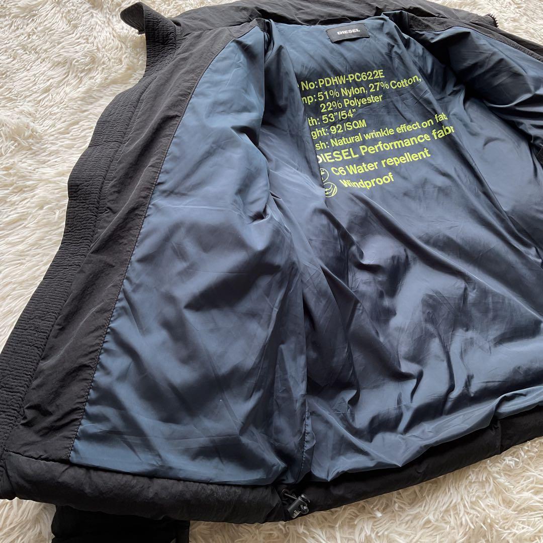 現行✨DIESEL ダウンジャケット　キルティング　M 黒　ショート丈　エンボス