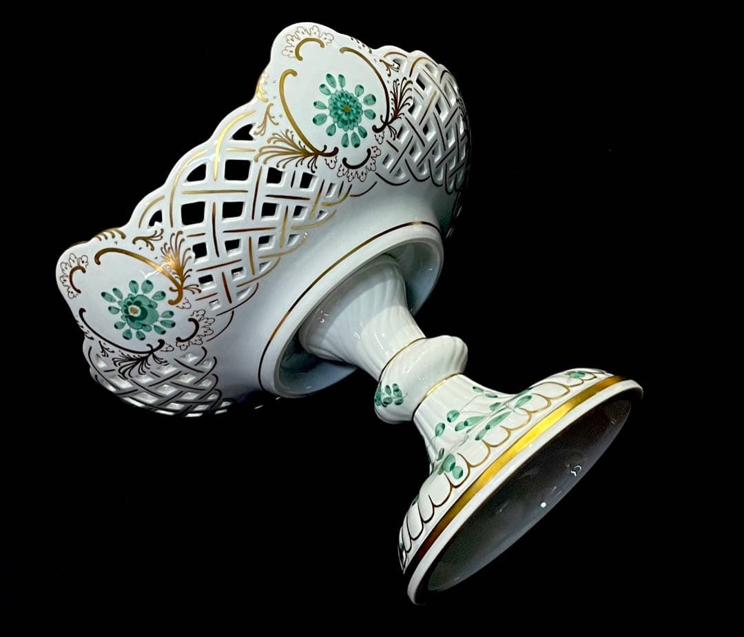 マイセン /※極美品 上級背面装飾 インドの華　リッチグリーン　コンポート