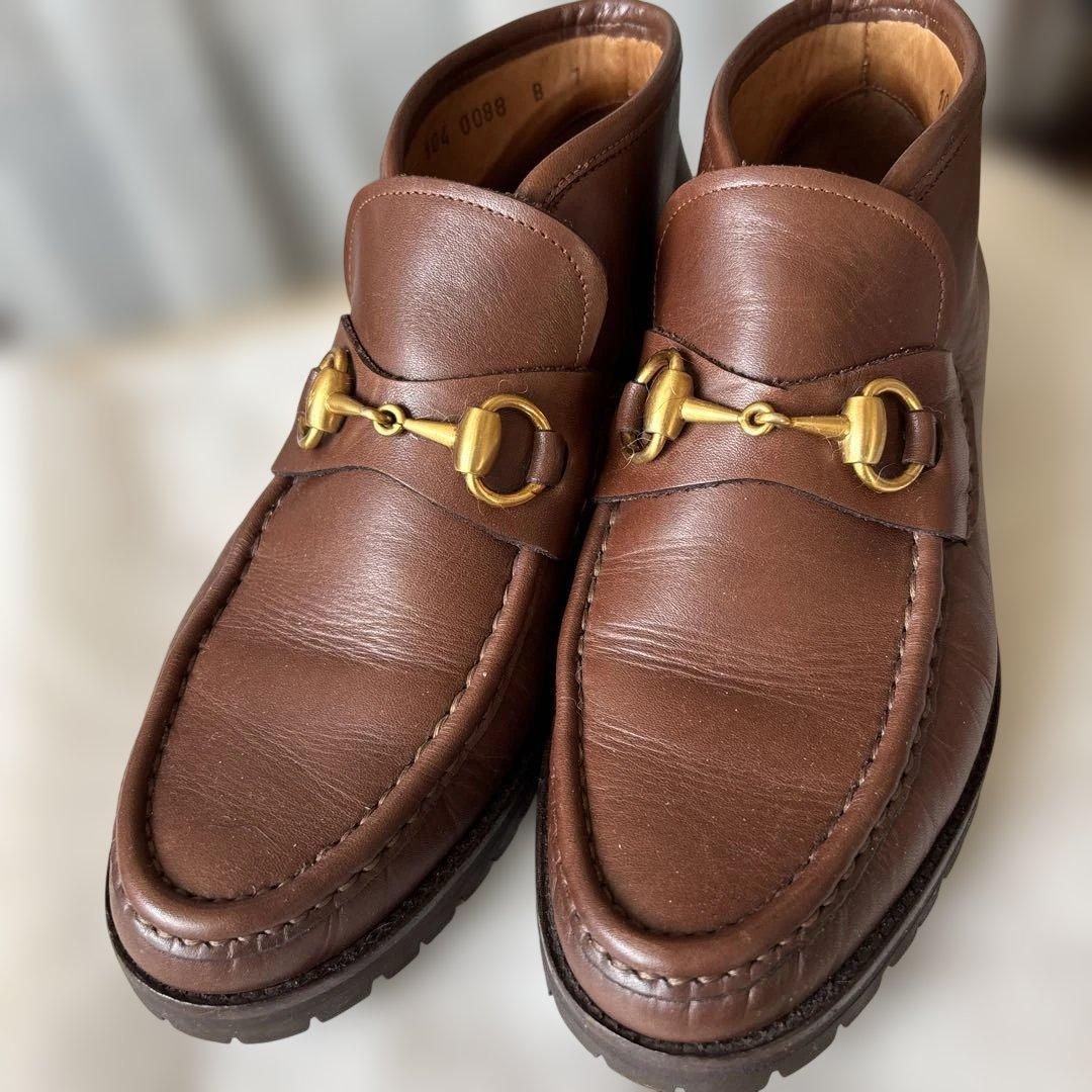 GUCCI グッチ ホースビット 厚底 ローファー ブラウン UK7 本革