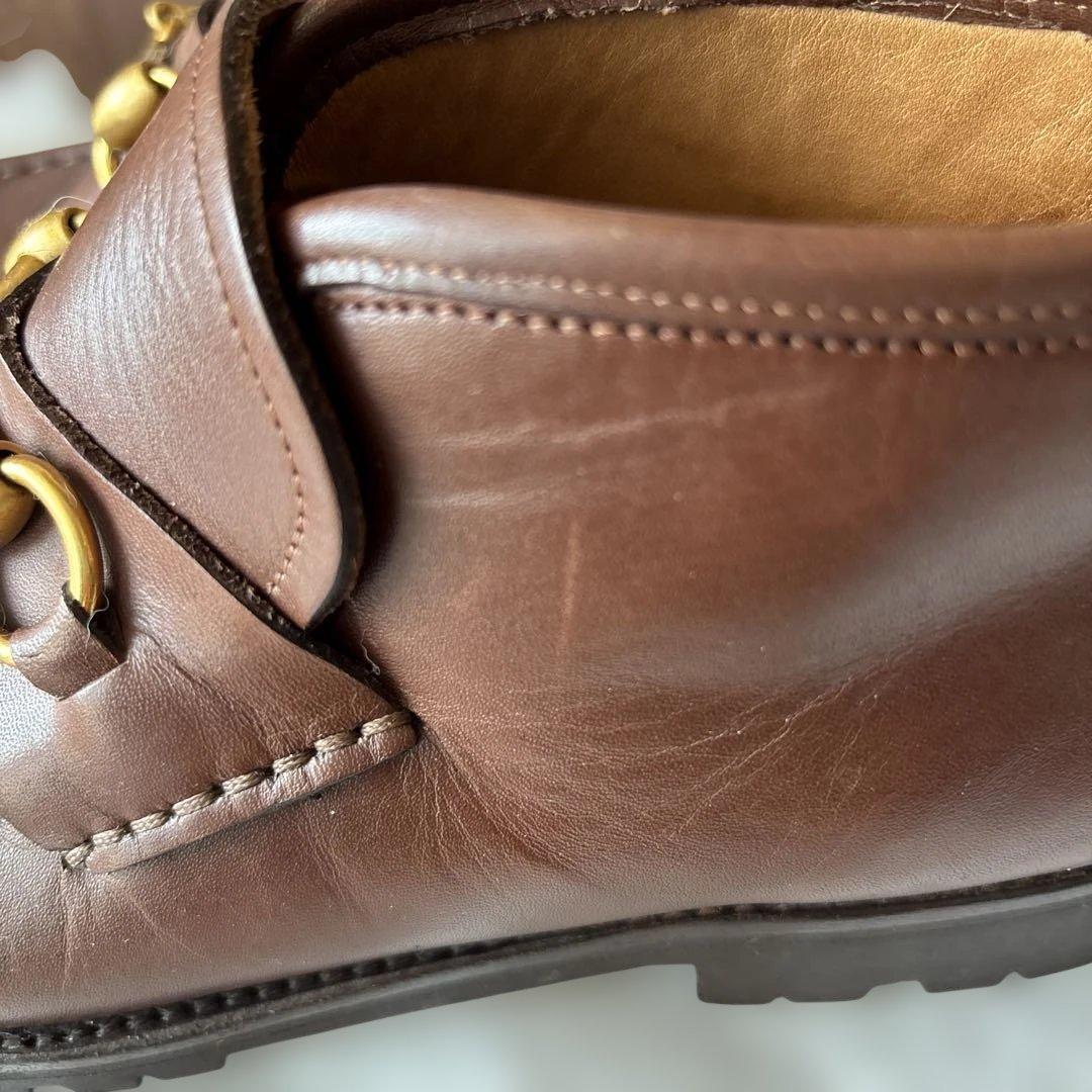 GUCCI グッチ ホースビット 厚底 ローファー ブラウン UK7 本革