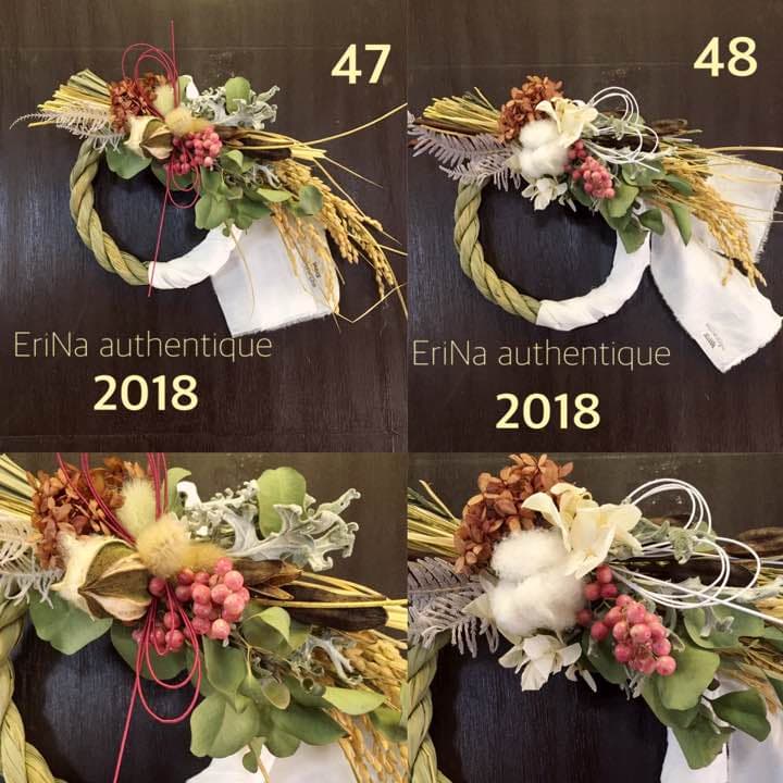 48.自家栽培ドライフラワーしめ飾りしめ縄プリザーブドスワッグ正月