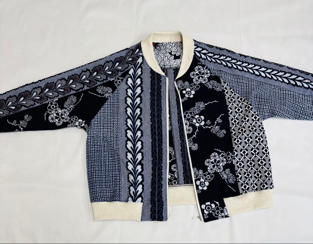 浴衣リメイク93番　浴衣地パッチワーク単衣スカジャン風