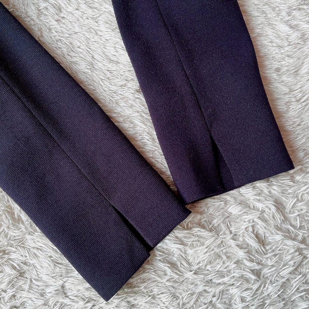 【美品】エムズグレイシー カメリアジップジャケット 襟付き 紺ネイビー