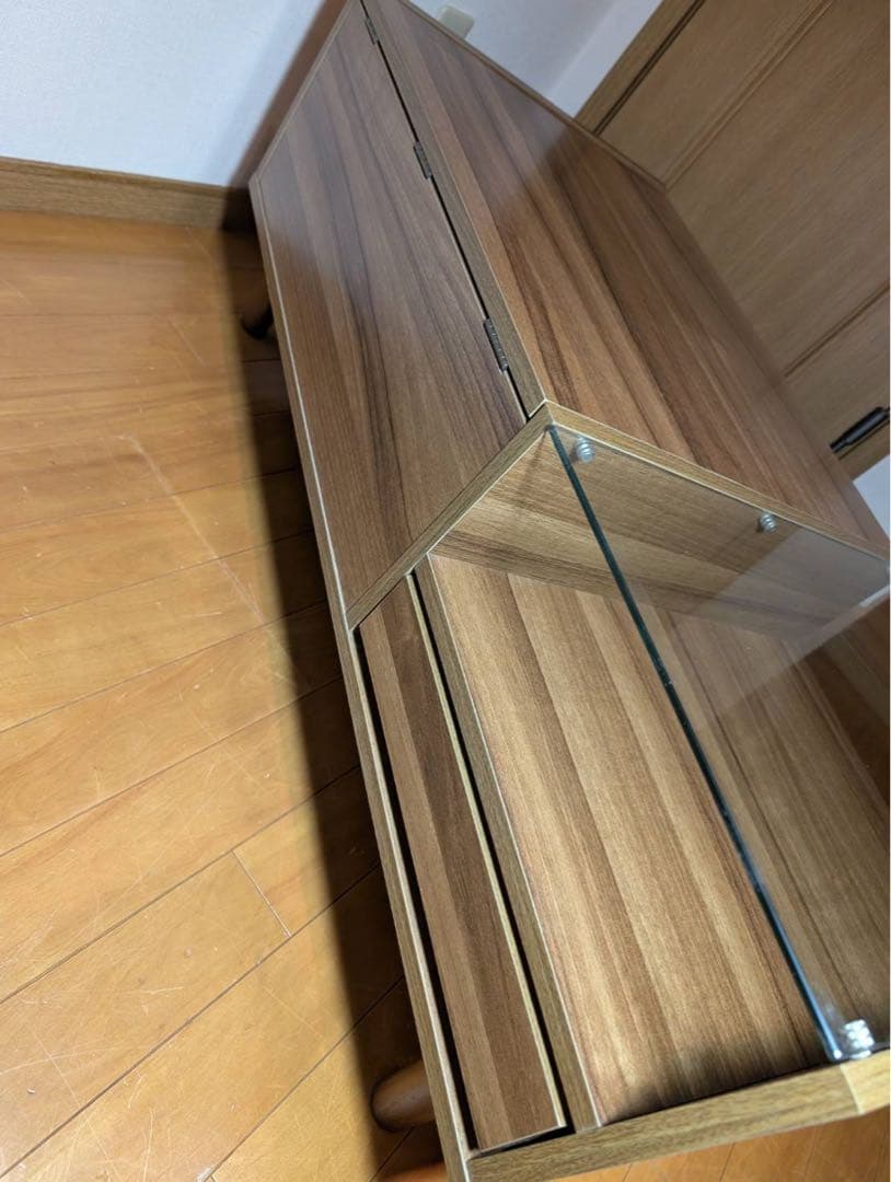 ■送料込■LOWYA ドレッサー ローテーブル コスメ台 鏡化粧センターテーブル