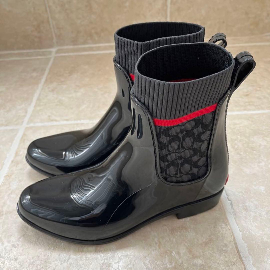 新品 COACH コーチ レインブーツ 24-24.5cm